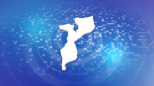 3D Map of Mozambique Animation on Digital Blue Background