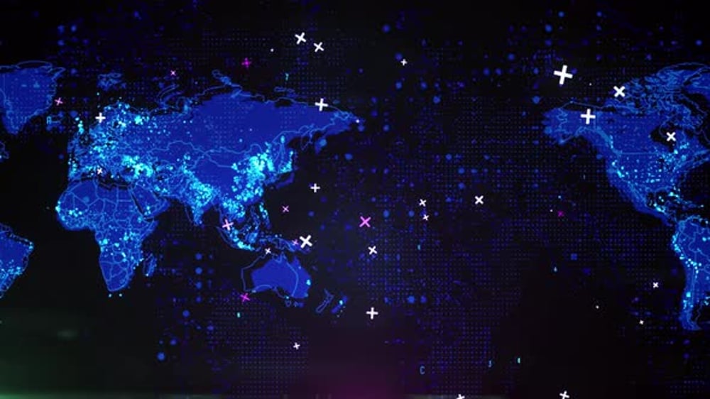 Digital World Map Global Network Connection Animation, Backgrounds ...