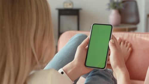 Phone with Greenscreen and Chroma Key for Copy Space. Chromakey Mock Up