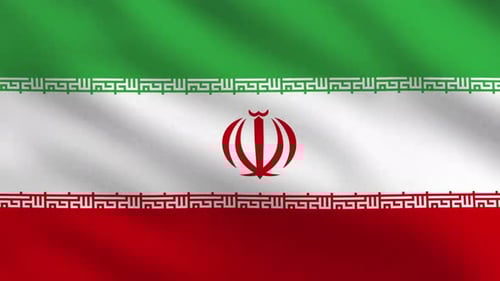 Waving Flag of Iran Realistic Fabric Texture Loop