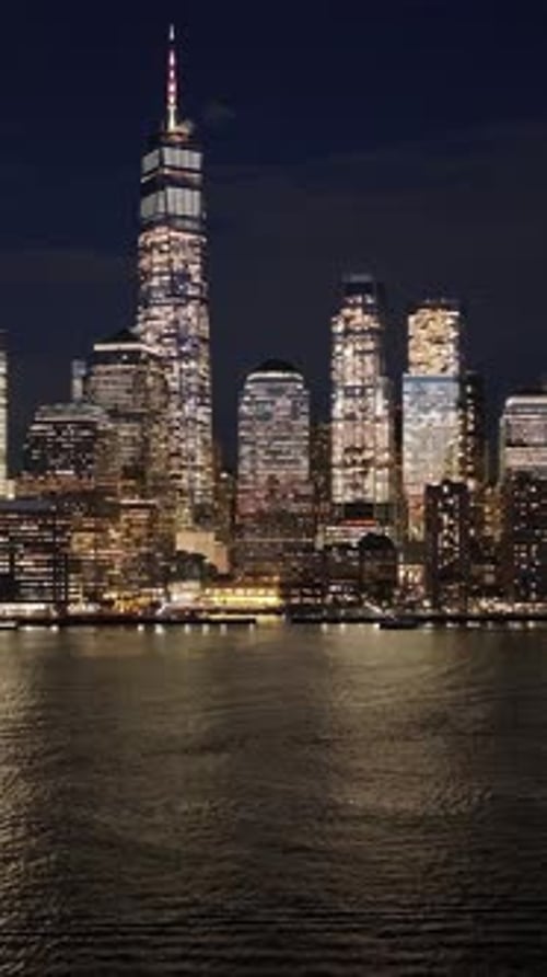 Night Skyline of New York Skyline At Manhattan In New York United States.