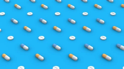 Hintergrundanimation für isometrische medizinische Pillen und Kapseln