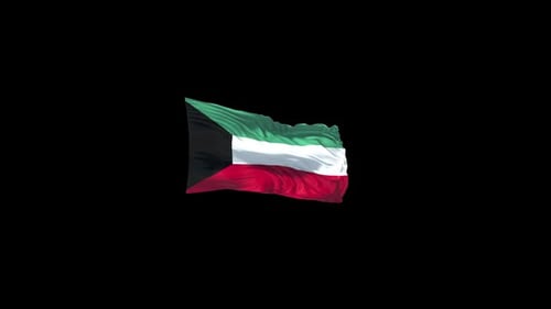 Realistic Waving Kuwait Flag Animation with Alpha