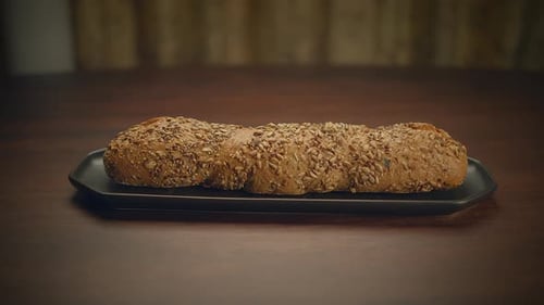 Loaf of Multigrain Bread on Plate