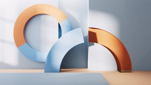 Empty room with geometry shapes