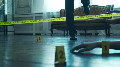 Crime Scene Investigation With Body and Evidence Markers