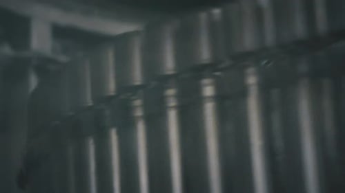 Metal Cans Move on Conveyor Belt in Factory