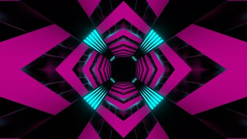 Pink And Cyan Neon Endless Arrow Tunnel Background Vj Loop In 4K