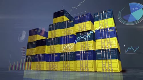Conteneurs de fret d'exportation de l'Ukraine avec diagrammes