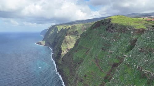 Steep cliffs of western Madeira, Portugal - Aerial View