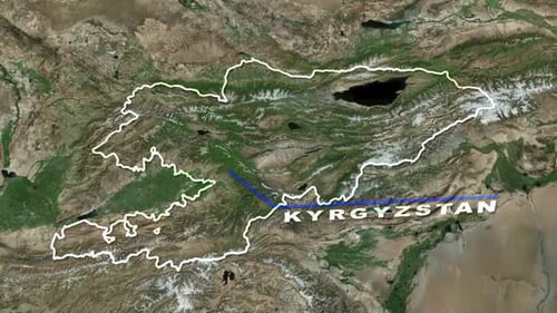 Global Earth Zoom to Kyrgyzstan Map Location Reveal