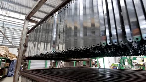 Many Tree Cutting Saw Blade Hang on Rack, Close Up