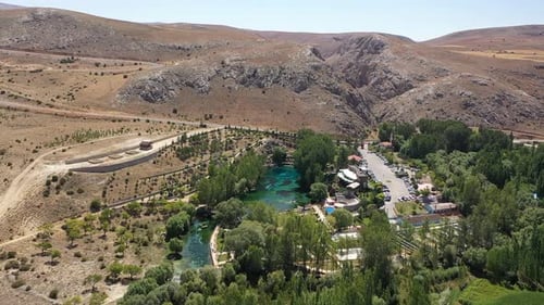 Aerial View Of Hills Trees And Lake