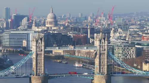 Aerial View of the Tower Bridge in London Beautiful Panorama of London Tower Bridge