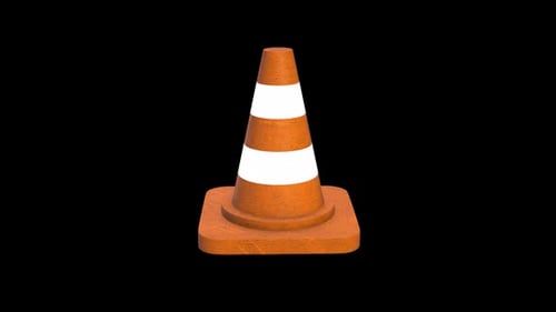 Orangefarbener 3D-Verkehrskegel mit reflektierenden Streifen