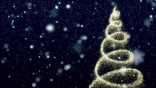 Sparkling Christmas Tree with Snowflakes Holiday Background