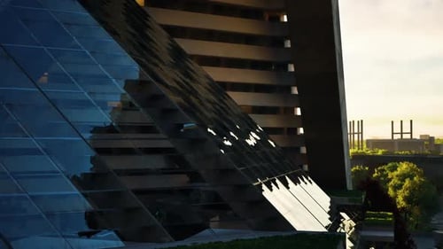 Dynamic Sunlight Reflections on Modern Glass Building Facade