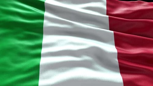 Realistic Italian Flag Waving in Natural Wind