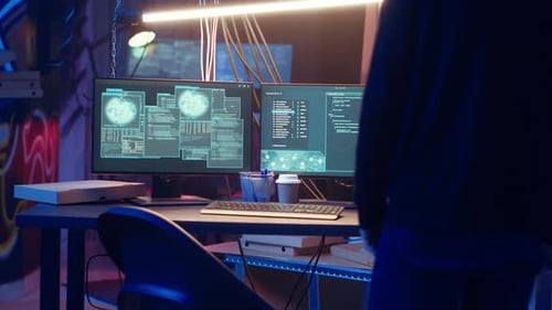 Hacker kommen in der unterirdischen Basis an und sind bereit, Computersabotage zu verüben