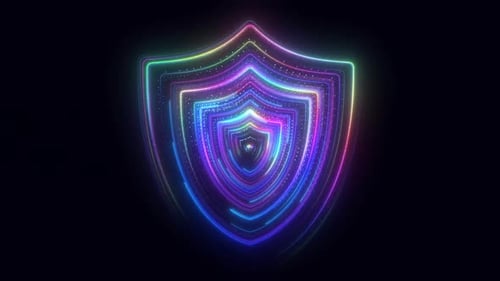 Futuristic Neon Shield Protection Loop Background