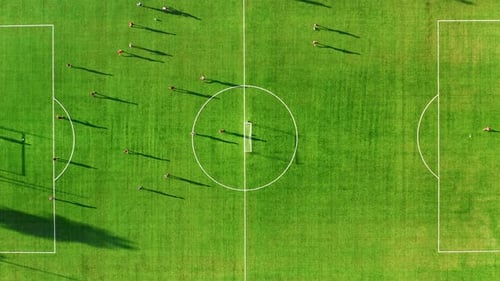 Soccer Field While Playing the Game Vertical Overhead Shoot