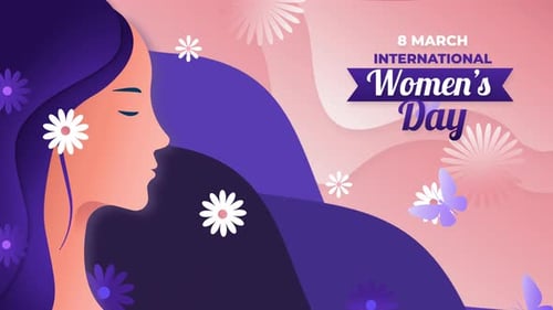 Animated Celebration of International Women's Day with Flowers and Butterflies