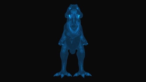 Stunning blue polygonal T-Rex on black background