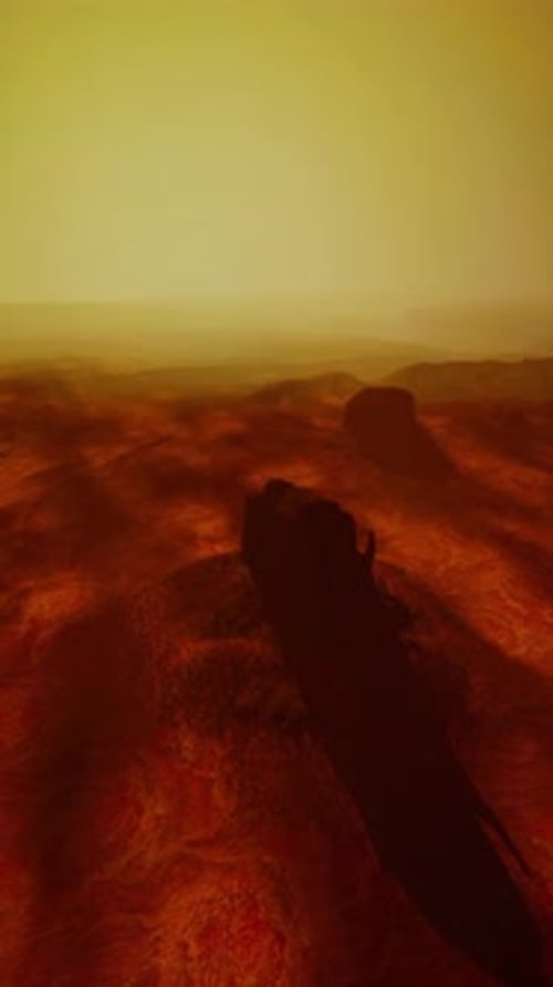 Massive Rock Formation in Desert