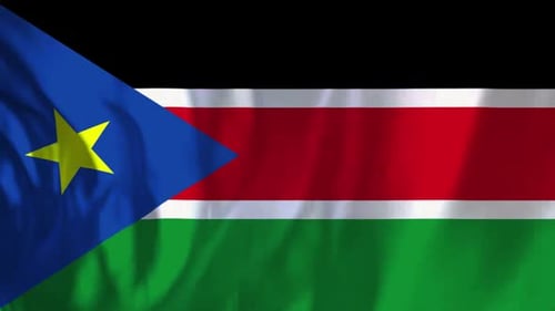 Realistic Waving Flag of South Sudan Seamless Loop