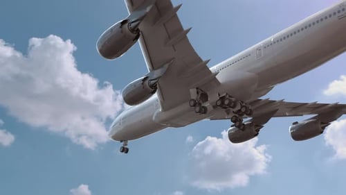 Airliner Flying and Landing Barcelona Spain Airplane Concept