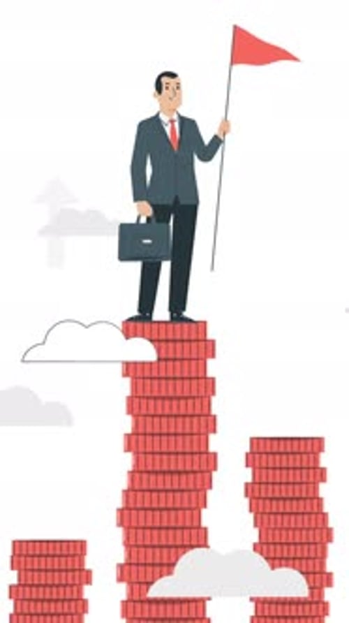 Rich Businessman Looking With Flag In Hand Vertical