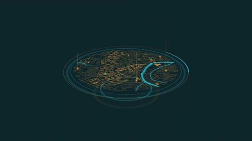 Futuristic HUD Map Data Display