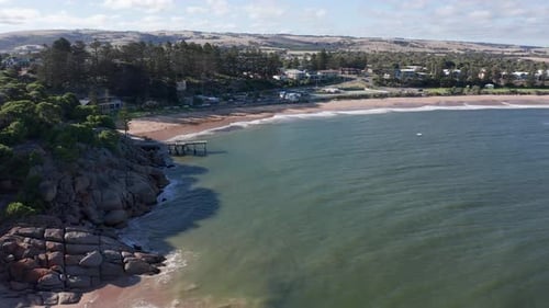 Beautiful Port Elliot and Horseshoe Bay aerial with jetty and beach, South Australia