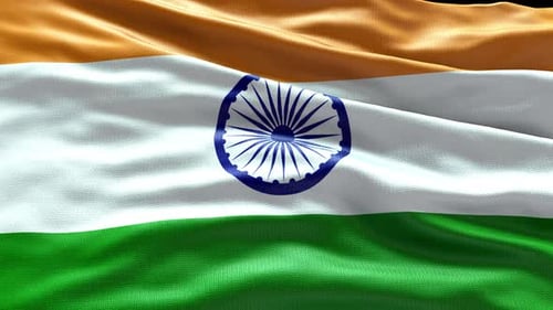 Realistic Waving Indian Flag Loop with Fabric Texture