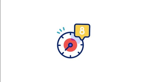 Animated Flat Design Clock Timer Notification Icon