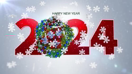 Tarjeta de felicitación de feliz año nuevo 2024 V9