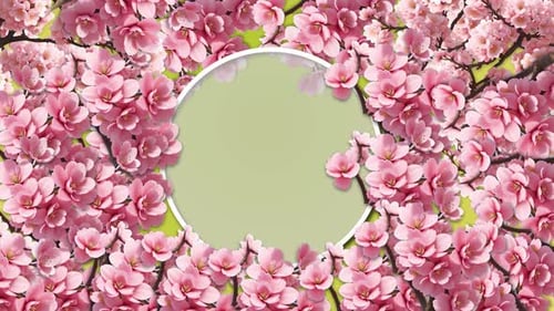 Floral Elements With Circle Frame On Soft Light Background. Circle Shape Frame Winter Cherry Flower