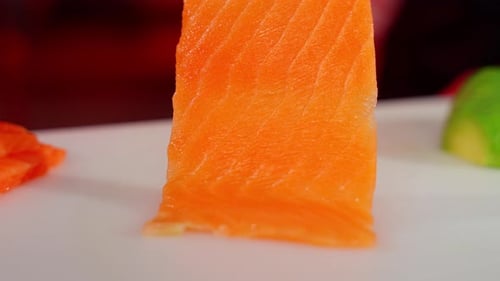 Closeup of Fresh Raw Piece of Salmon Concept of Piece of Salmon