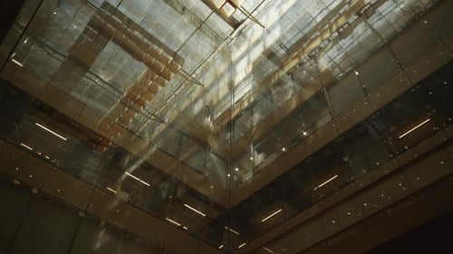 the Beautiful Geometry of the Interior Architecture of the Lobby in the Hotel