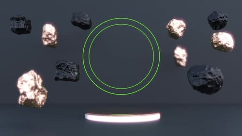 Neon Circle Stage Empty Mockup Gold and Black Rock Intro Able to Loop Seamless