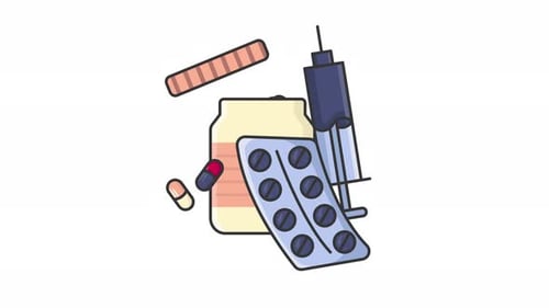 Flat Design Animation of Medical Supplies and Healthcare Items