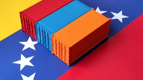 Shipping Containers on a Venezuelan Flag Background