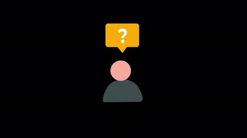 Flat Design Person Icon with Question Mark Thought Bubble Animation