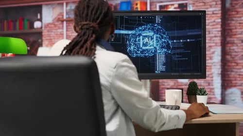 Computer Engineer Doing Checkup on Artificial Intelligence Systems