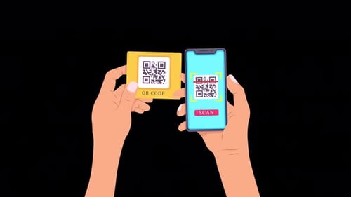 Smartphone Scanning Qr Code Animation 4K On Alpha