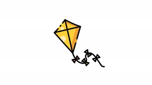 Diseño de vídeo de animación de iconos de dibujos animados de cometas planas