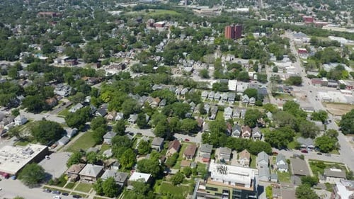 Birds Eye View of Middle Class Suburban Neighborhood in the United States