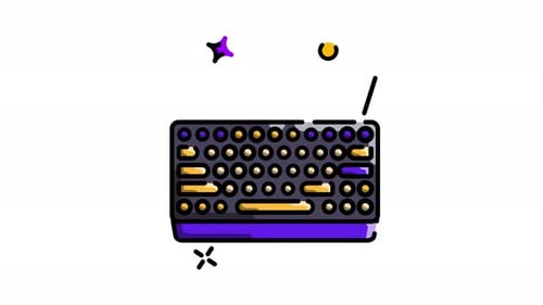 Animated Flat Design Computer Keyboard Icon