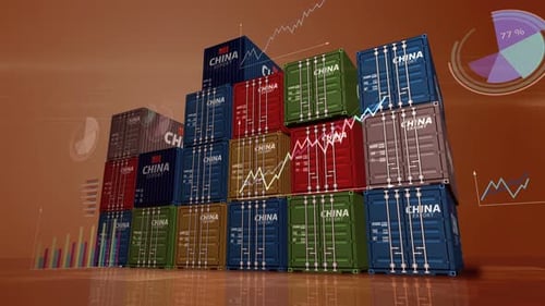 China export cargo containers with diagrams charts