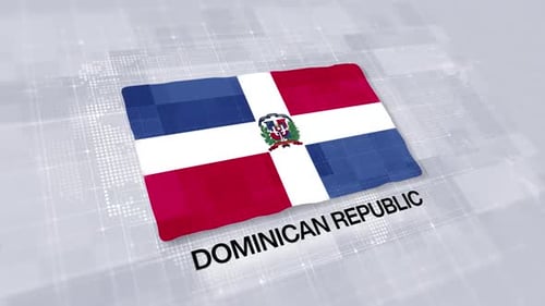 Dominican Republic Flag Presentation Displayed On Modern Clean White Background